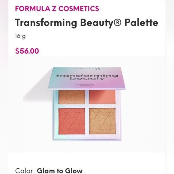 5/75$ FORMULA Z COSMETICS Transforming Beauty Palette (Color: Glam to Glow) - Picture 12 of 16